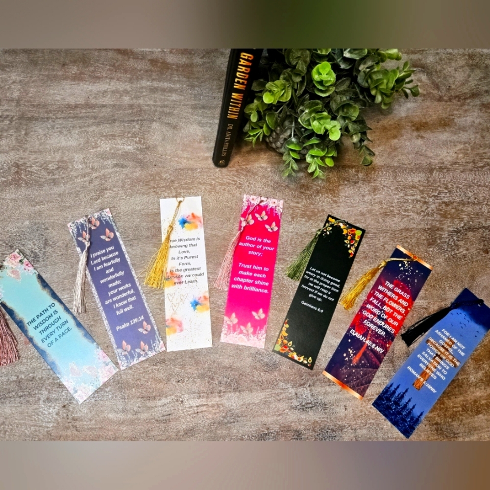 Bookmark set, Tracker, double-sided, Christian,encouragment,  Bible verse,study